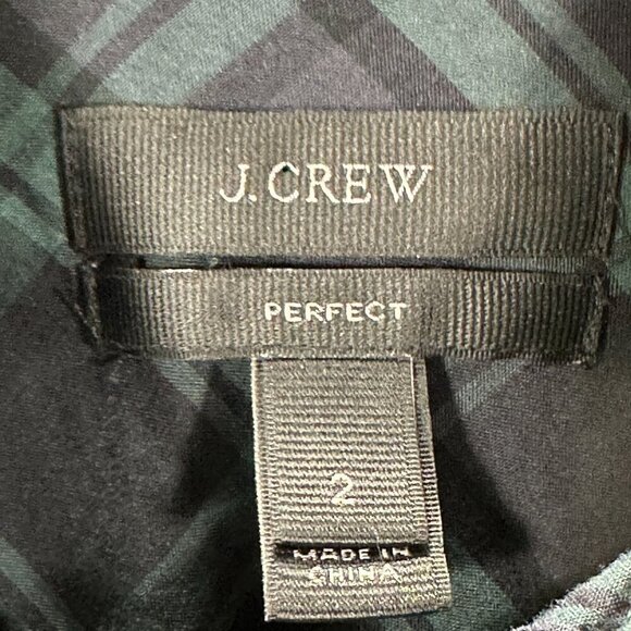 J Crew Perfect Shirt Women 2 Green Plaid Cotton Long Sleeve Button Up Blouse - Picture 4 of 6